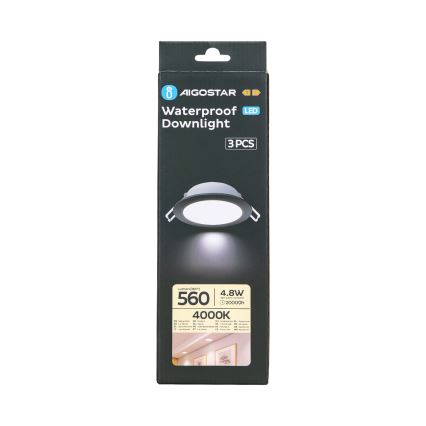 Aigostar - CONJUNTO 3x Focos de encastrar exterior LED LED/4,8W/230V 4000K IP65 preto
