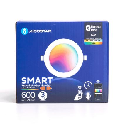 Aigostar - CONJUNTO 3 x Focos de encastrar LED RGBW com regulação MESH LED/6W/230V 2700K-6500K diâmetro 11,5cm