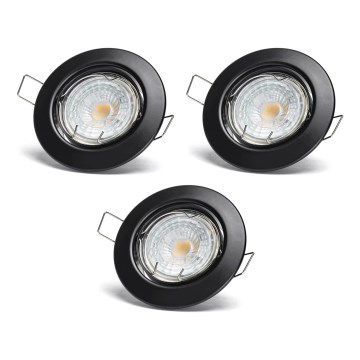 Aigostar - Conjunto 3x spot LED de embutir 1xGU10/4,5W/230V 4000K preto