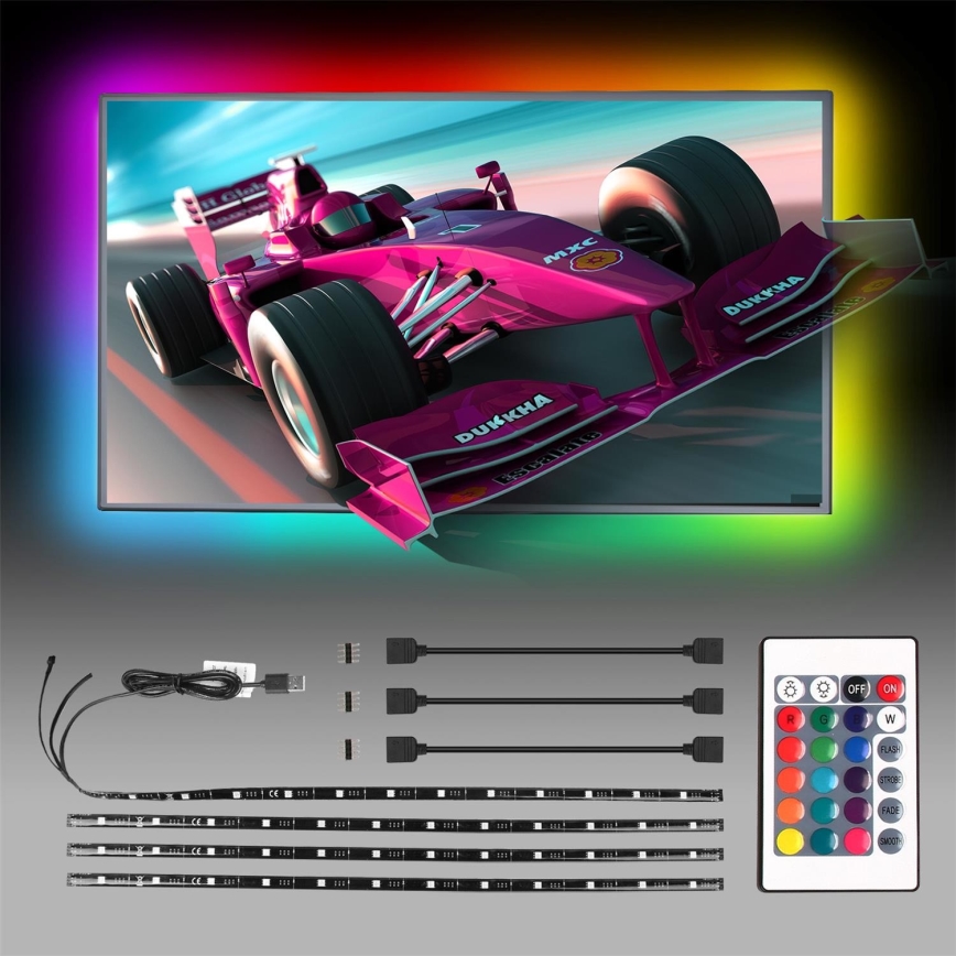 Aigostar - CONJUNTO 4x Tira LED RGB com regulação 0,5m LED/2,5W/5V IP65 + CR