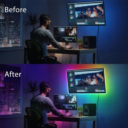 Aigostar - CONJUNTO 4x Tira LED RGB com regulação 0,5m LED/2,5W/5V IP65 + CR