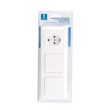 Aigostar - Conjunto de 2 interruptores domésticos com tomada 1x16A/250V SCHUKO