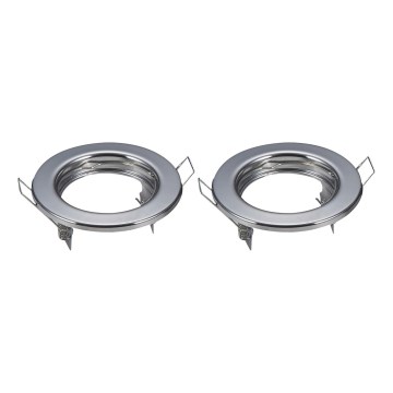 Aigostar - Conjunto de 2 molduras para luminária de embutir GU10 Ø 8 cm cromo brilhante