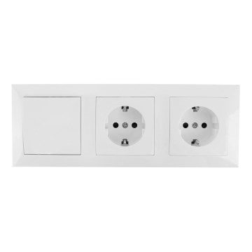 Aigostar - Conjunto de 2 tomadas domésticas com interruptor 2x16 A/250 V SCHUKO