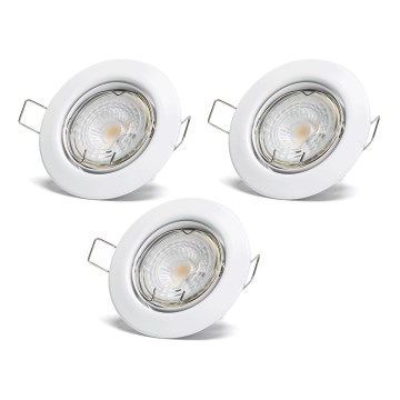 Aigostar - Conjunto de 3 luminárias LED de embutir 1xGU10/4,5W/230V 4000K brancas