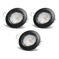 Aigostar - Conjunto de 3 spots LED de embutir 1xGU10/4,5W/230V 6500K pretos