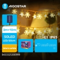 Aigostar - Corda de luzes de Natal LED solar 50xLED/8 funções 12m 800mAh IP65 branco quente