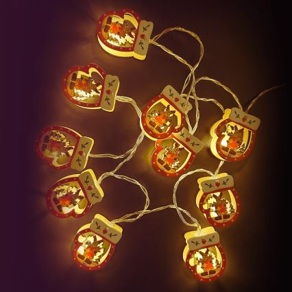 Aigostar - Cordão de LED 10 LEDs/3xAA 1,5m branco quente luva
