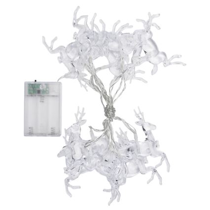 Aigostar - Cordão de LED 10xLED/3xAA 1,5m branco quente com renas