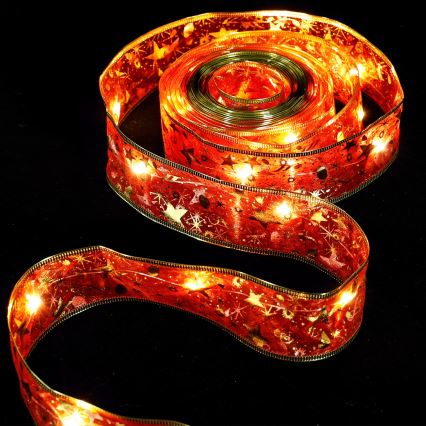 Aigostar - Cordão de LED 50 LEDs/3xAA 5 m, branco quente, vermelho