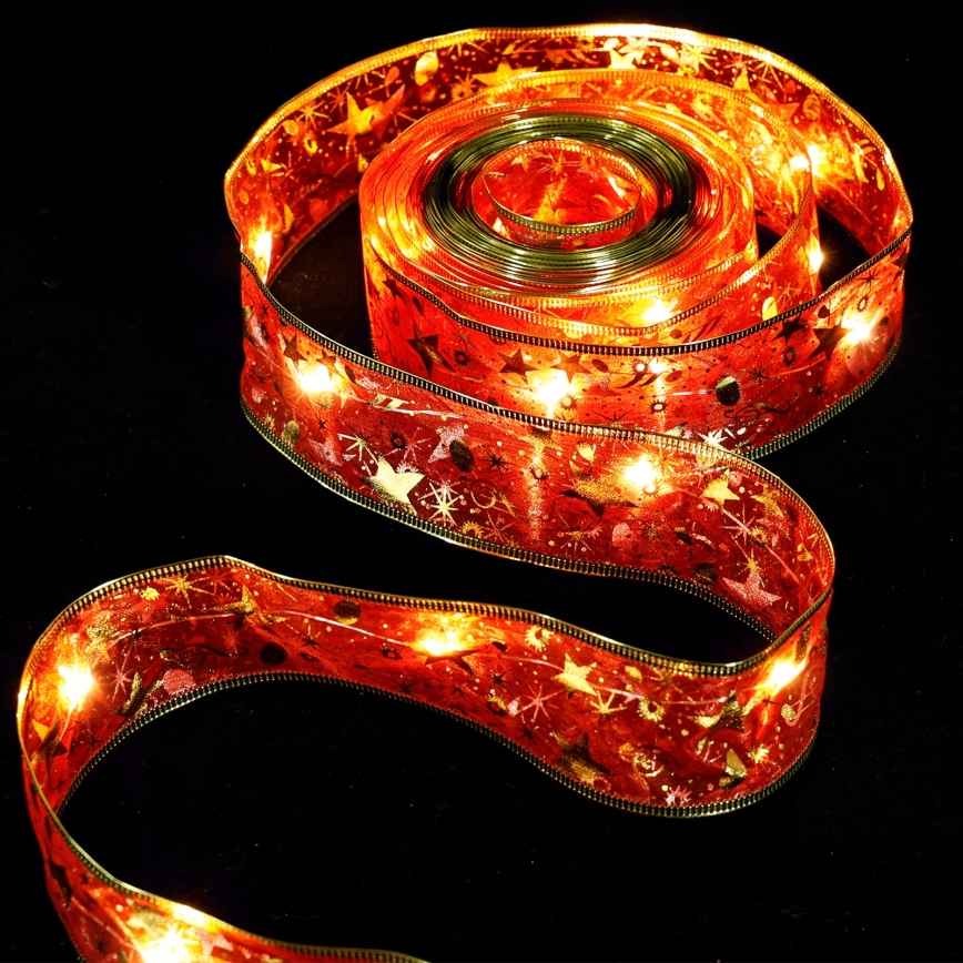 Aigostar - Cordão de LED 50 LEDs/3xAA 5 m, branco quente, vermelho