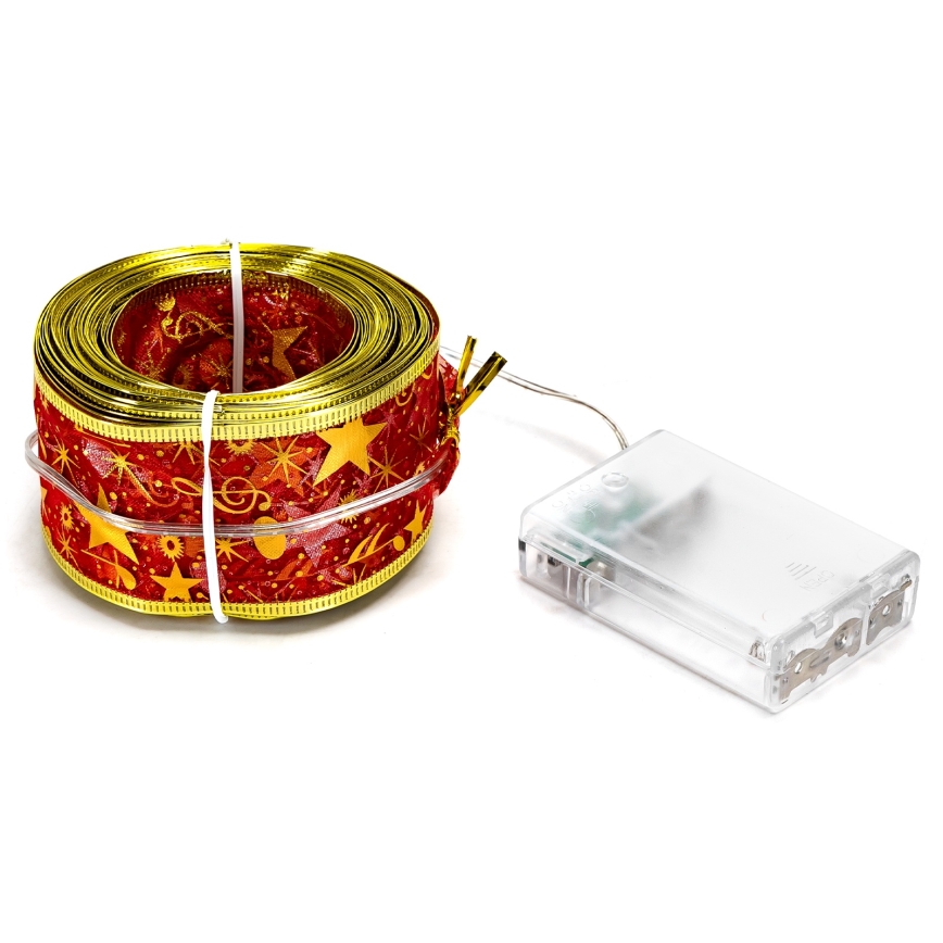 Aigostar - Cordão de LED 50 LEDs/3xAA 5 m, branco quente, vermelho