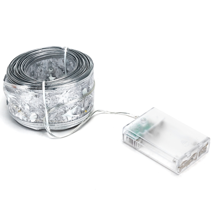 Aigostar - Cordão de luzes LED 100xLED/3xAA 10 m branco quente prateado