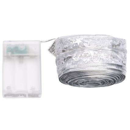 Aigostar - Cordão de luzes LED 100xLED/3xAA 10 m branco quente prateado