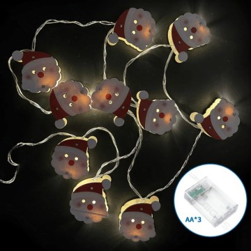 Aigostar - Cordão de luzes de Natal LED 20xLED/3xAA 3m branco quente Santa Claus