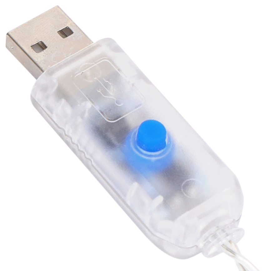 Aigostar - Guirlanda de Natal LED regulável 300 LEDs/8 funções USB 6x3m branco quente + controlo remoto