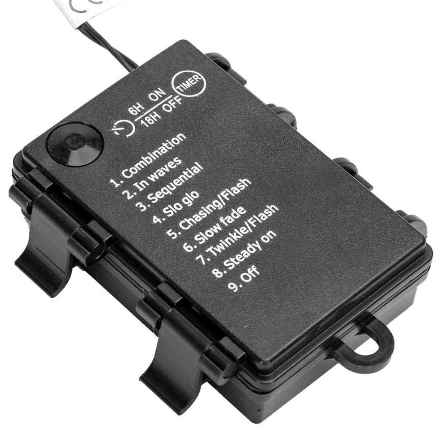 Aigostar - Cordão de luzes de Natal LED para exterior 100 LEDs/8 funções 3xAA 5,3m IP44 rosa