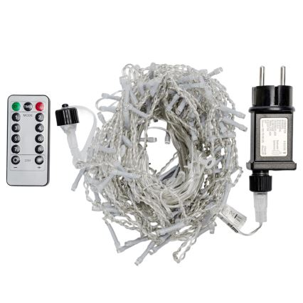 Aigostar - Guirlanda LED de Natal para exterior 150xLED/6W/230V/8 funções 1,5x1m IP44 branco frio + controlo remoto