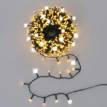 Aigostar - Cordão de luzes de Natal LED para exterior 160xLED+40xLED 13m IP44 branco quente+branco frio