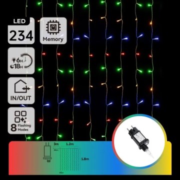 Aigostar - Cordão de luzes de Natal LED para exterior 234 LEDs/8 funções 1,2x1,8 m IP44 multicolorido