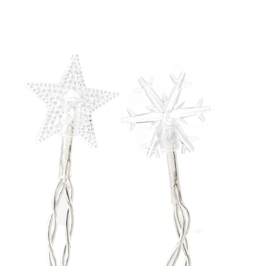 Aigostar - LED cordão de luzes de Natal para exterior 25xLED/8 funções 3xAA 2,5 m IP44 branco frio