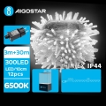 Aigostar - Cordão de luzes de Natal LED para exterior 300 LEDs/8 funções 33 m IP44 branco frio