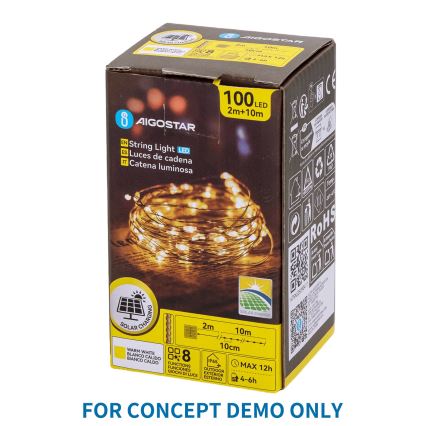 Aigostar - Cordão de luzes de Natal LED para exterior 300xLED/8 funções 4m IP44 branco quente