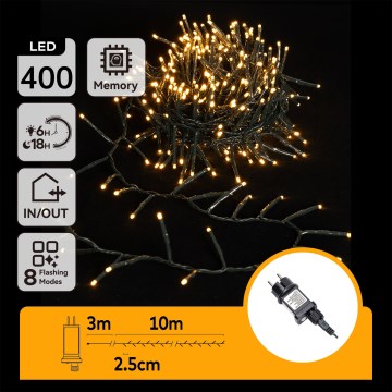 Aigostar - Cordão de luzes de Natal LED para exterior 400 LEDs/8 funções 13 m IP44 branco quente