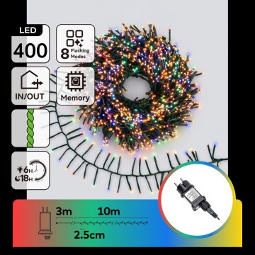 Aigostar - Cordão de luzes de Natal LED para exterior, 400 LEDs / 8 funções, 13 m, IP44, multicolorido