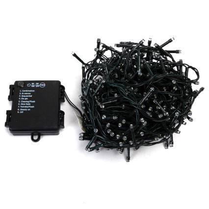 Aigostar - Luzes de Natal LED para exterior 400 LEDs / 8 funções, 4xAA, 20,3 m, IP44, branco frio