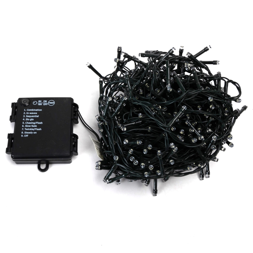 Aigostar - Luzes de Natal LED para exterior 400 LEDs / 8 funções, 4xAA, 20,3 m, IP44, branco frio