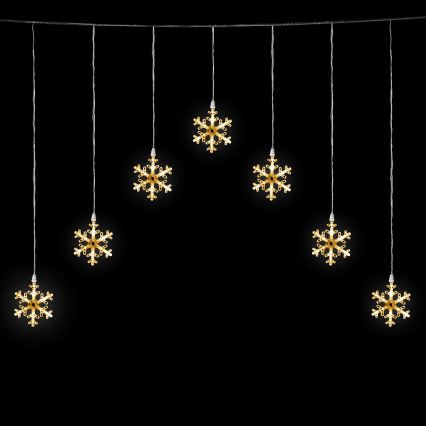 Aigostar - Guirlanda luminosa de Natal LED para exterior, 84 LEDs / 8 funções, 1,2 x 1 m, IP44, branco quente, com flocos de neve