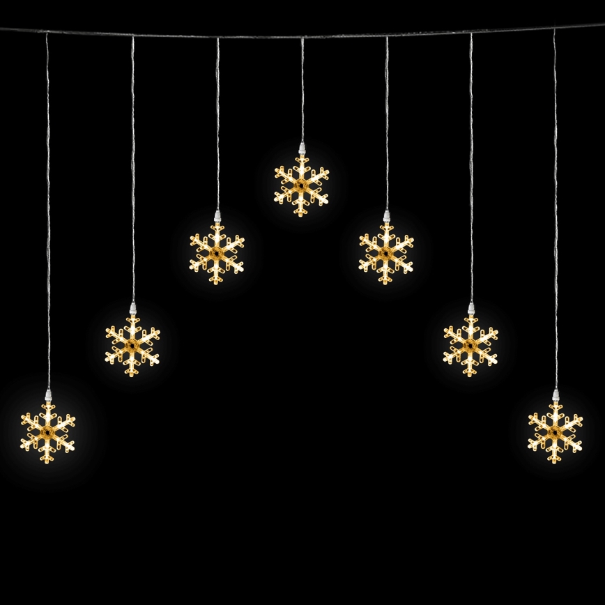 Aigostar - Guirlanda luminosa de Natal LED para exterior, 84 LEDs / 8 funções, 1,2 x 1 m, IP44, branco quente, com flocos de neve