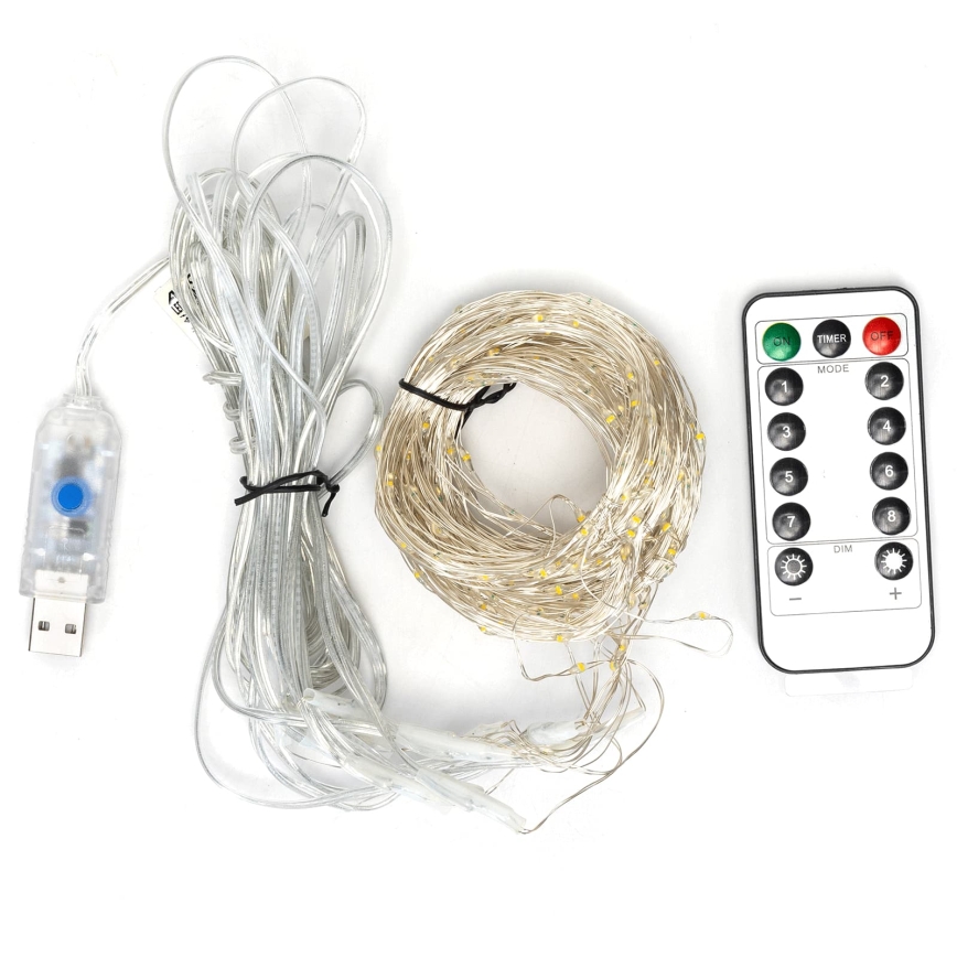 Aigostar - Guirlanda de Natal LED regulável 300 LEDs/8 funções USB 6x3m multicolorido + comando remoto