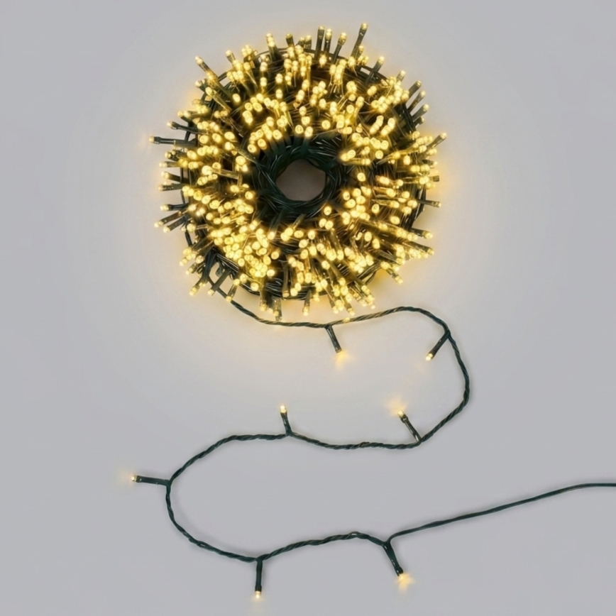 Aigostar - Cordão de Luzes de Natal Solar LED, 200 LEDs, 8 funções, 22 m, IP65, Branco Quente, 800 mAh