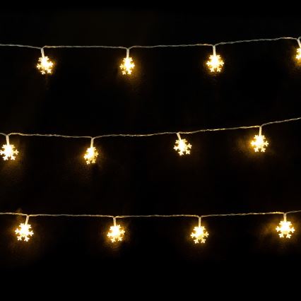 Aigostar - Cordão de luzes LED 10 LEDs / 3x pilhas AA, 1,5 m, branco quente, com flocos de neve