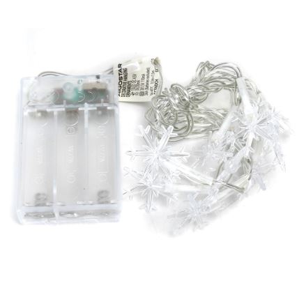 Aigostar - Cordão de luzes LED 10 LEDs / 3x pilhas AA, 1,5 m, branco quente, com flocos de neve