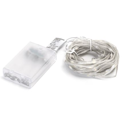 Aigostar - Cordão de luzes LED 100 LEDs/3xAA 10,3 m branco quente