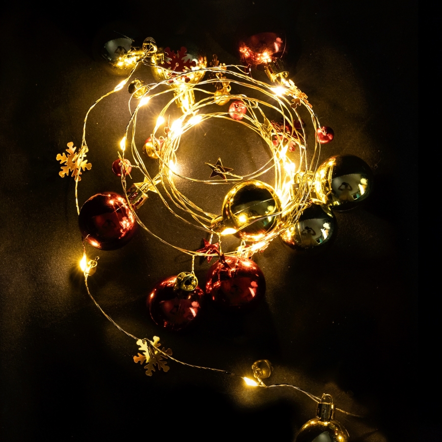 Aigostar - Cordão de luzes LED 20xLED/3xAA 2 m branco quente