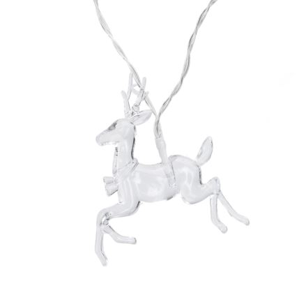 Aigostar - Cordão de Luzes LED de Natal, 10 LEDs, 3xAA, 1,5 m, branco quente, com veados