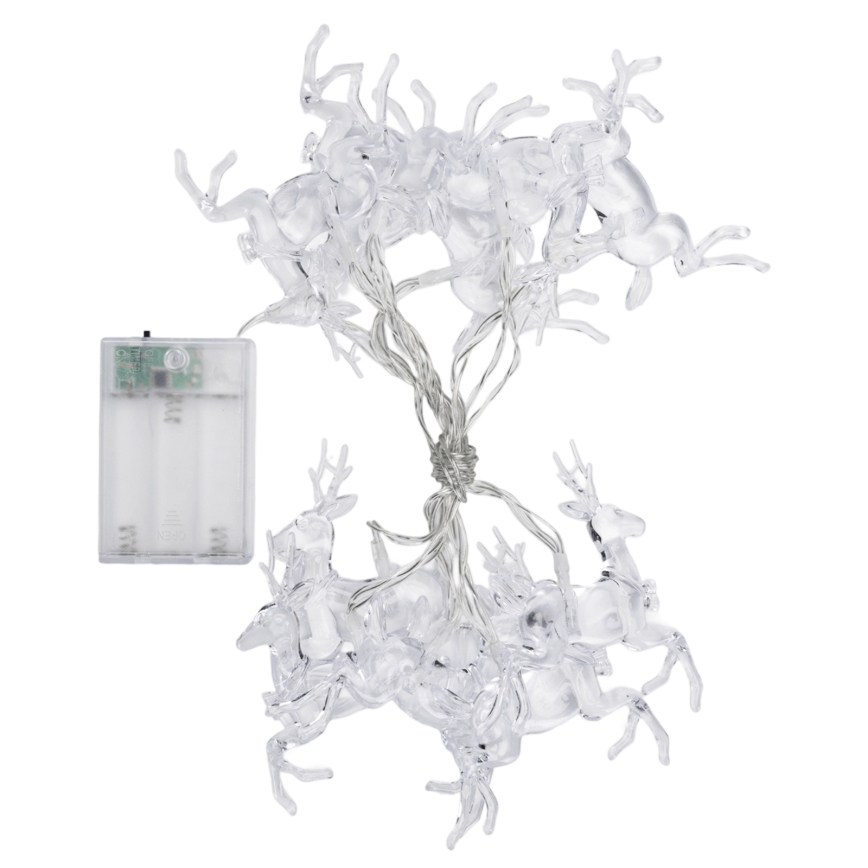 Aigostar - Cordão de Luzes LED de Natal, 10 LEDs, 3xAA, 1,5 m, branco quente, com veados