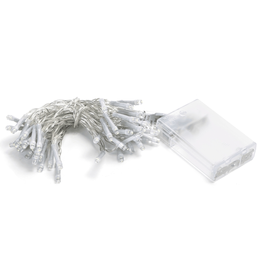 Aigostar - Cordão de luzes LED de Natal 50xLED/3xAA 5,3m branco frio