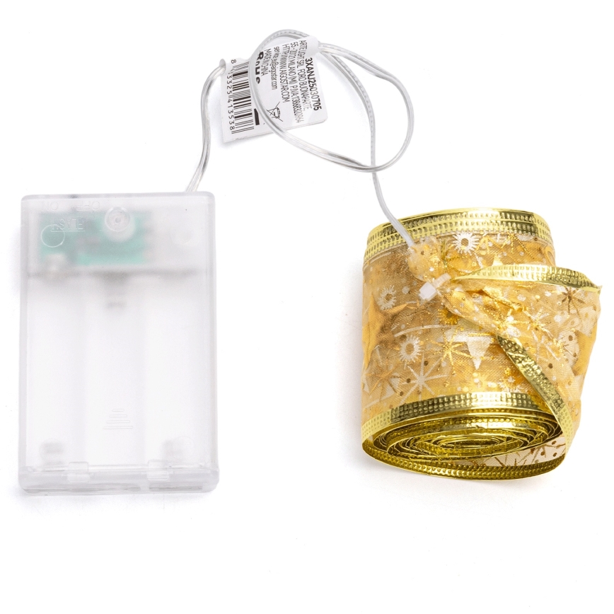 Aigostar - Cordão de luzes LED de Natal 50xLED/3xAA 5m branco quente, dourado