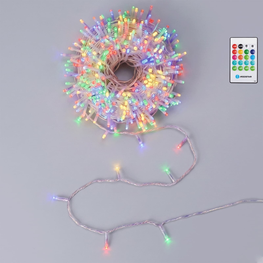 Aigostar - Guirlanda de luzes de Natal LED regulável para exterior com sensor de movimento 100xLED/3xAA 12m multicor + controlo remoto