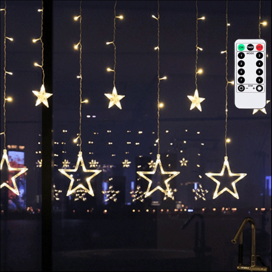 Aigostar - Cordão LED para exterior 120xLED/8 funções 3x0,6 m IP44 branco quente + controlo remoto
