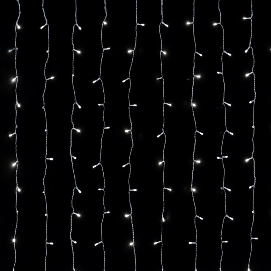 Aigostar - LED Guirlanda de Natal para Exterior 288xLED/8 funções 1,5x1,8m IP44 branco frio