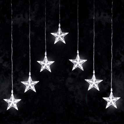 Aigostar - Fio de luzes LED para exterior, 70 LEDs, 1,2 x 1 m, IP44, branco frio, com estrelas