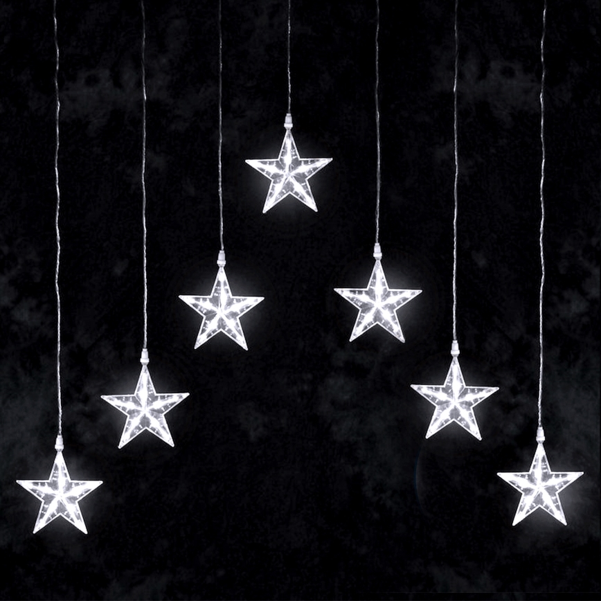 Aigostar - Fio de luzes LED para exterior, 70 LEDs, 1,2 x 1 m, IP44, branco frio, com estrelas