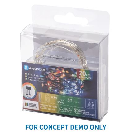 Aigostar - Cordão de luzes LED decorativo com rolha para garrafa 20xLED/3xLR44 2m branco frio