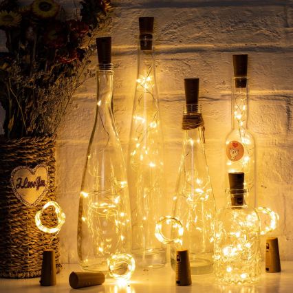 Aigostar - Cordão de luzes LED decorativo com rolha para garrafa 40xLED/3xLR44 4m branco quente